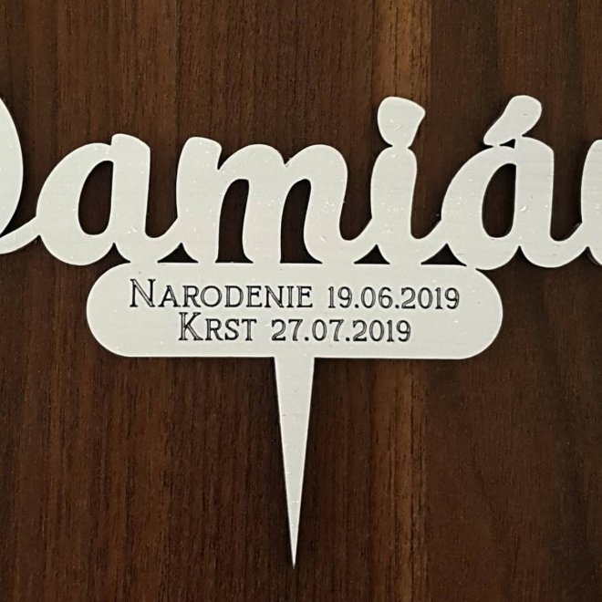 Névre szóló tortabeszúró – keresztelői cake topper