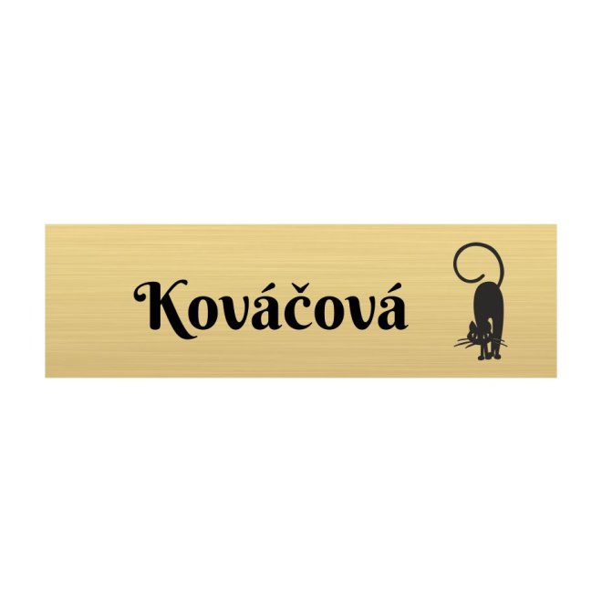 Ajtó névtábla macskával