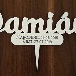 Névre szóló tortabeszúró – keresztelői cake topper