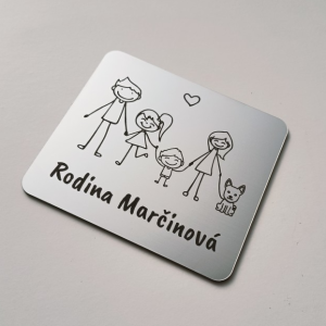 Ajtó névtábla szülők, lánya és kisfia v1