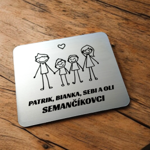 Ajtó névtábla szülők és két nagy fiú