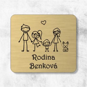 Ajtó névtábla szülők, lánya és kisfia v1