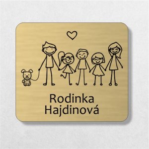 Ajtó névtábla család három gyermekkel és kutyussal v1